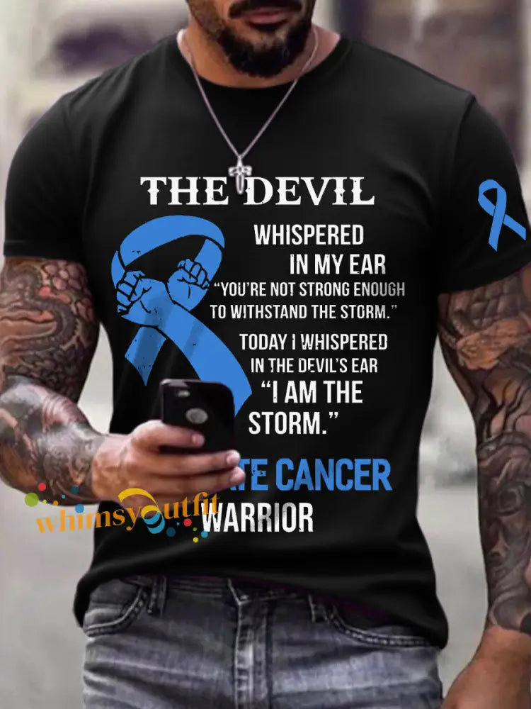 Men’s Prostate Cancer Awareness Warrior Print T Shirt Black / S