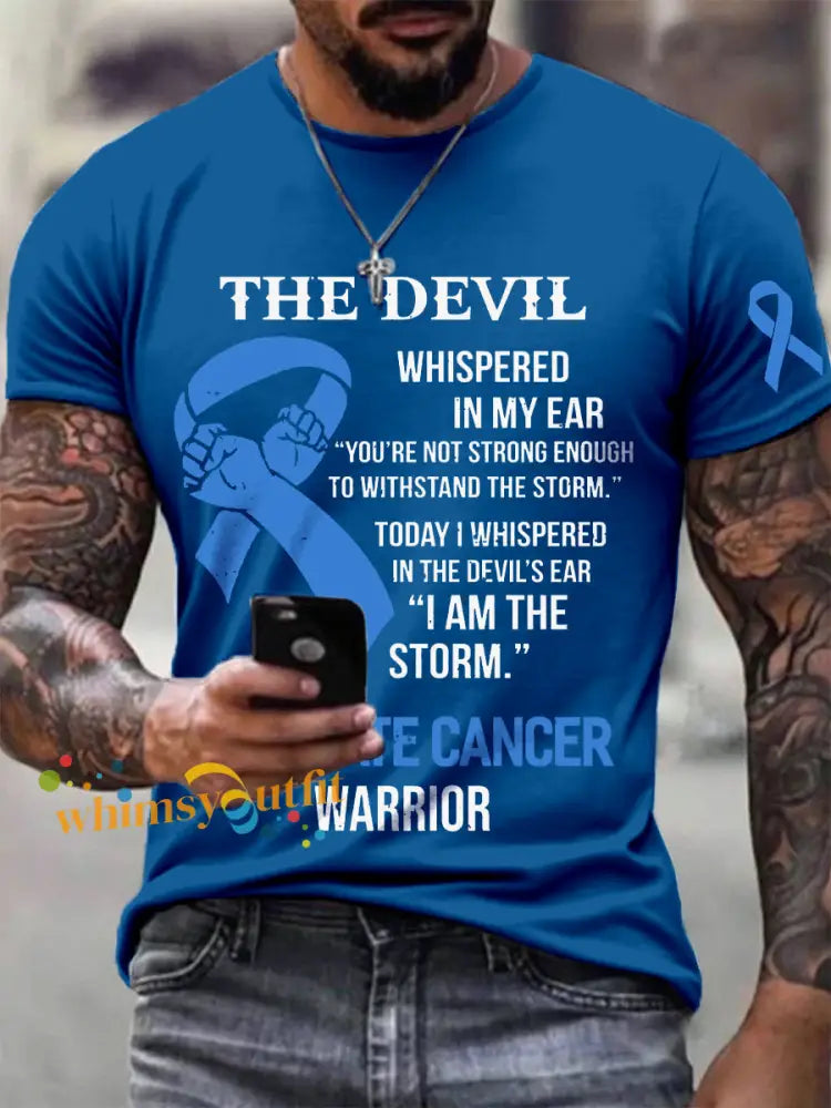 Men’s Prostate Cancer Awareness Warrior Print T Shirt Blue / S