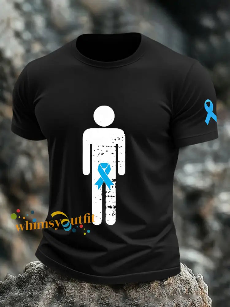 Men’s Prostate Cancer Blue Ribbon Body Graphic T Shirts Black / S