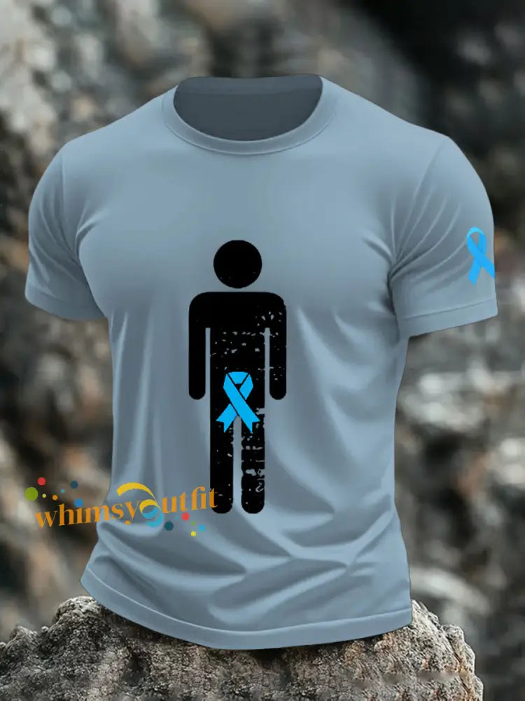 Men’s Prostate Cancer Blue Ribbon Body Graphic T Shirts Sky Blue / S