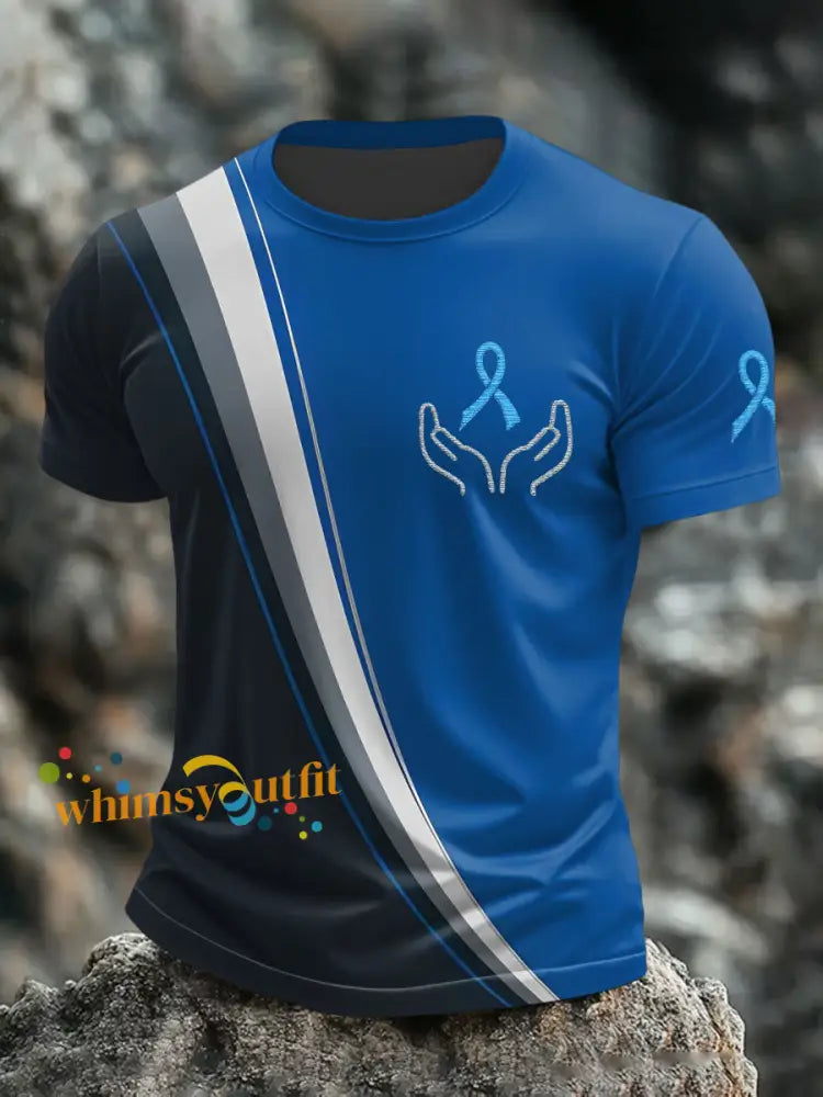 Men’s Prostate Cancer Blue Ribbon T Shirts Blue / S