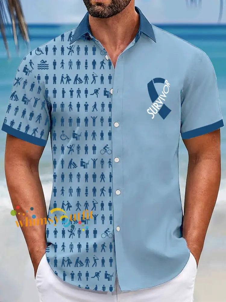 men’s prostate cancer body figure shirts Light Blue / S