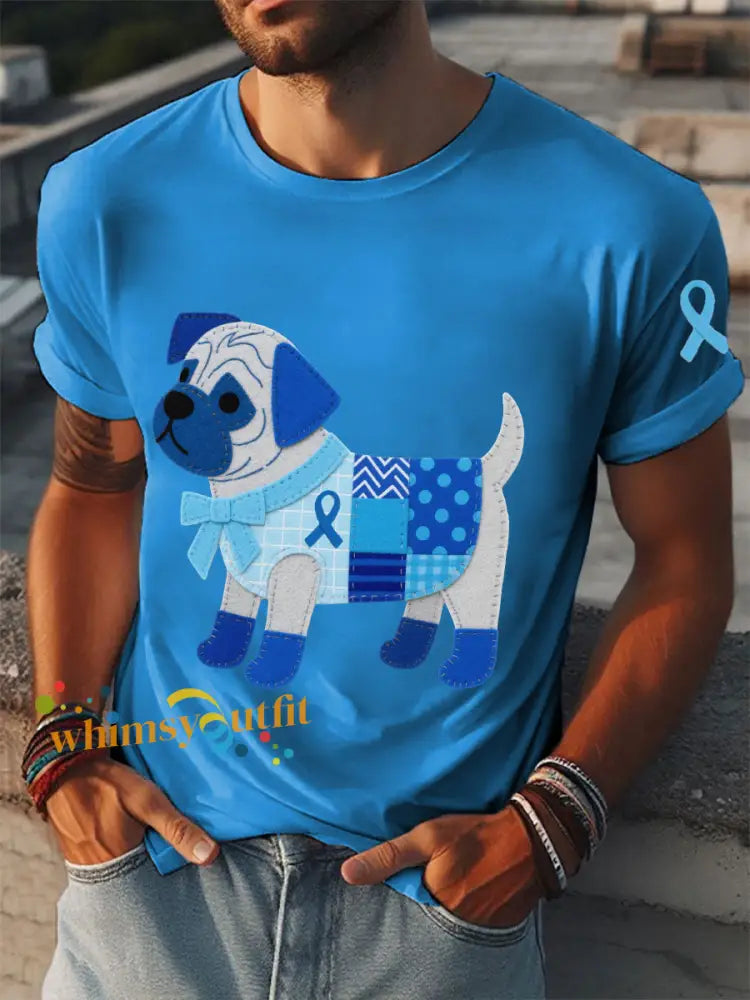 Men’s Prostate Cancer Dachshund T Shirts Blue / S