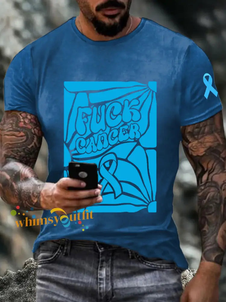 Men’s Prostate Cancer Fuck Cancer T Shirts Blue / S