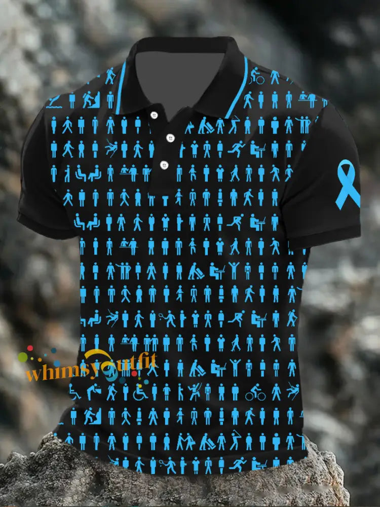 men’s prostate cancer male body figure tops Black / S