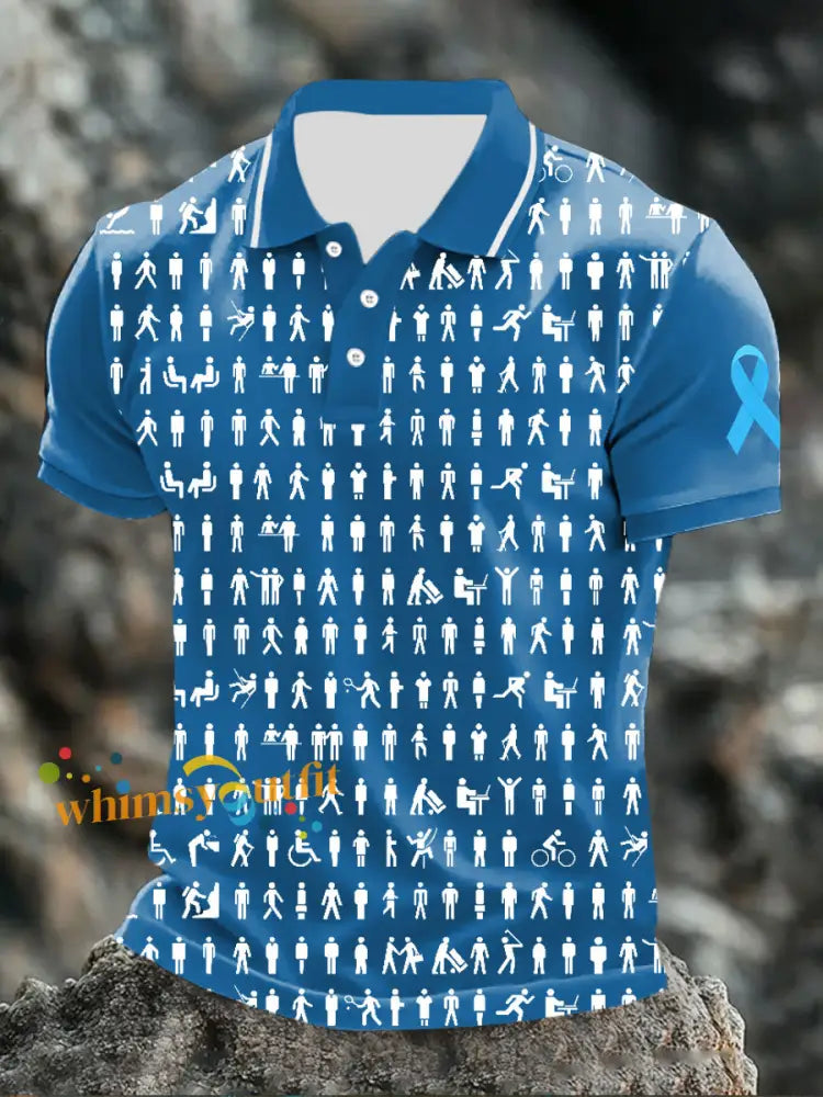 men’s prostate cancer male body figure tops Blue / S