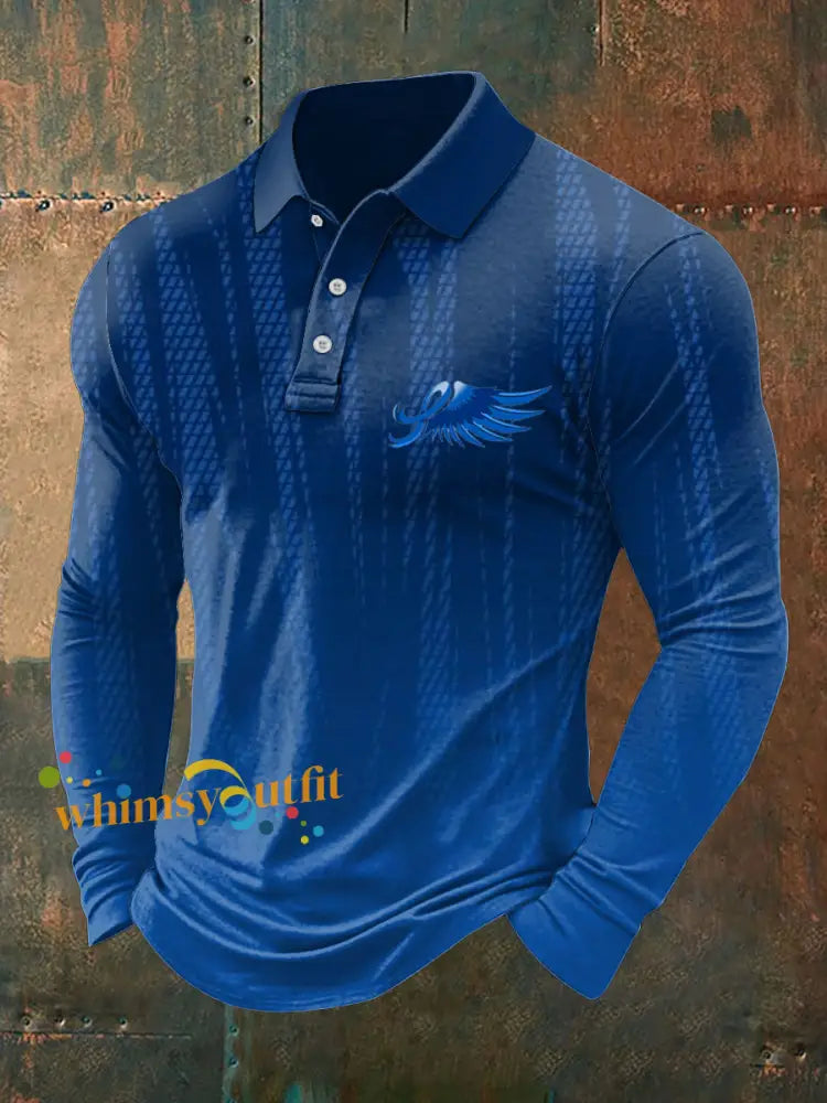Men’s Prostate Cancer Print Stand Collar Casual Shirt Blue / S