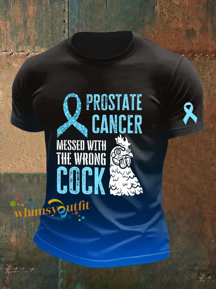 Men’s Prostate Cancer Printed Vintage Fashion Loose Short Sleeve T Shirt Dark Blue / S