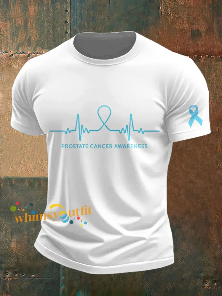 Men’s Prostate Cancer Printed Vintage Fashion Loose Short Sleeve T Shirt White / S