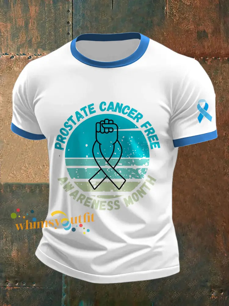 Men’s Prostate Cancer Printed Vintage Fashion Loose Short Sleeve T Shirt White / S