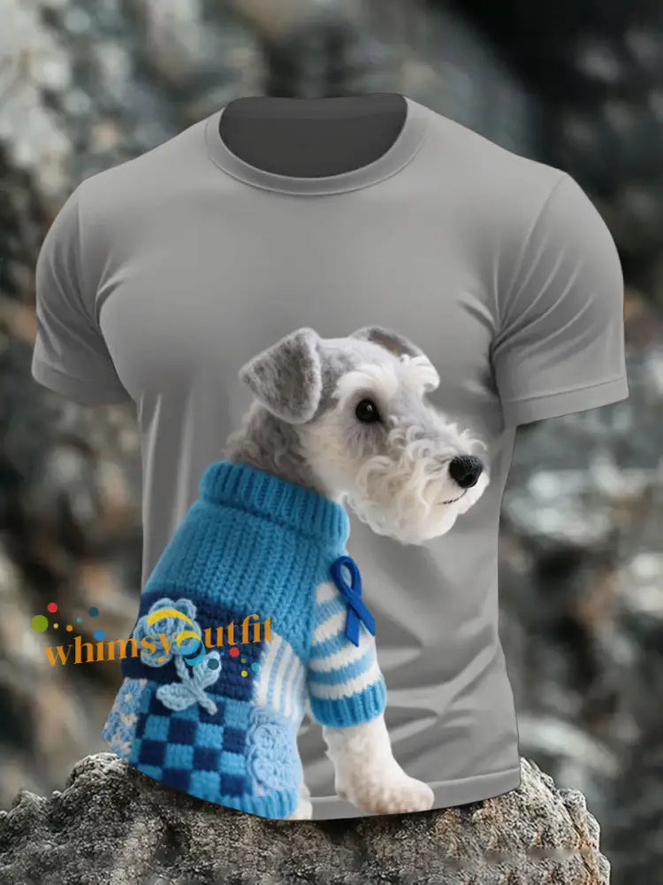 Men’s Prostate Cancer Schnauzer T Shirts Light Gray / S