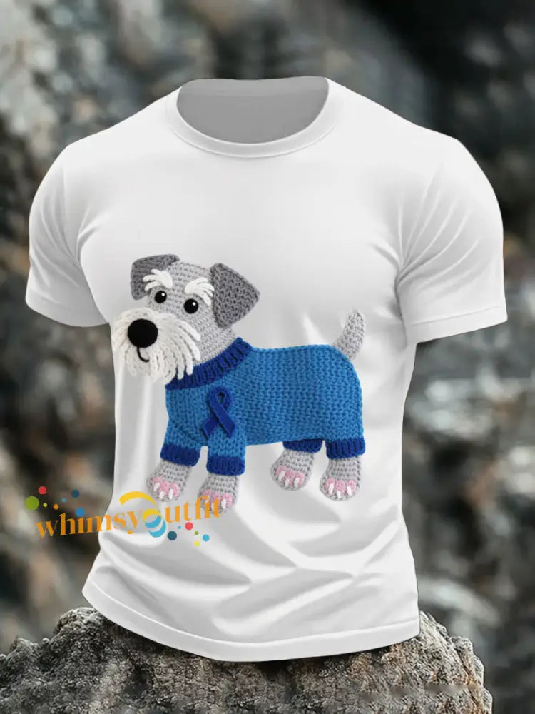 Men’s Prostate Cancer Schnauzer T Shirts White / S