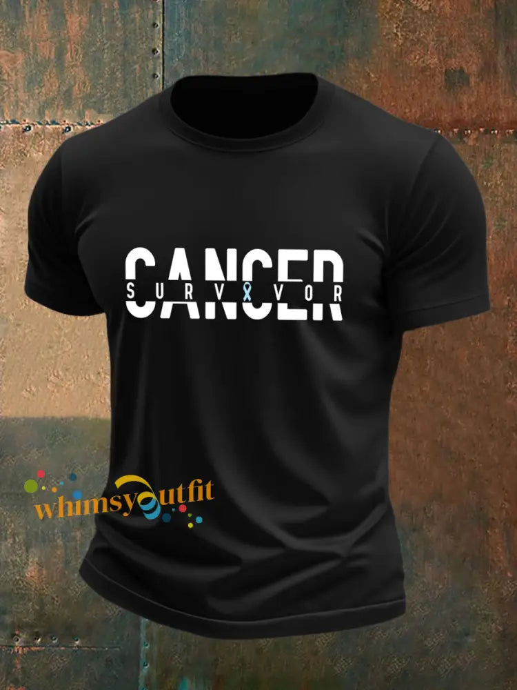 Men’s Prostate Cancer Survivor Print T Shirt Black / S