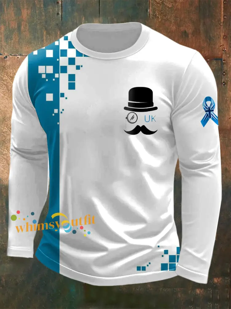 Men’s Prostate Cancer UK Printed Long Sleeved Round Neck T shirt White / S