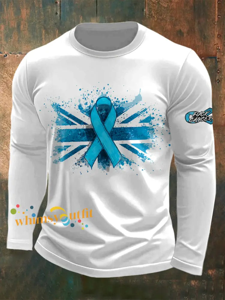 Men’s Prostate Cancer UK Printed Long Sleeved Round Neck T shirt White / S
