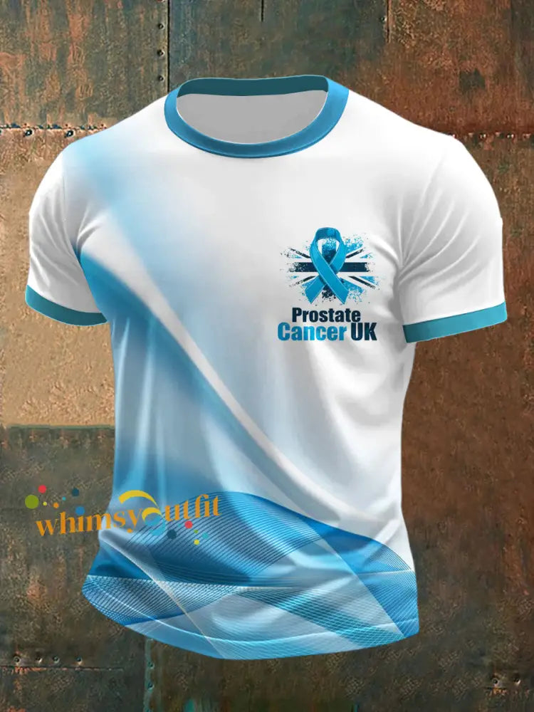 Men’s Prostate Cancer UK Printed Short Sleeved Round Neck T shirt White Blue / S
