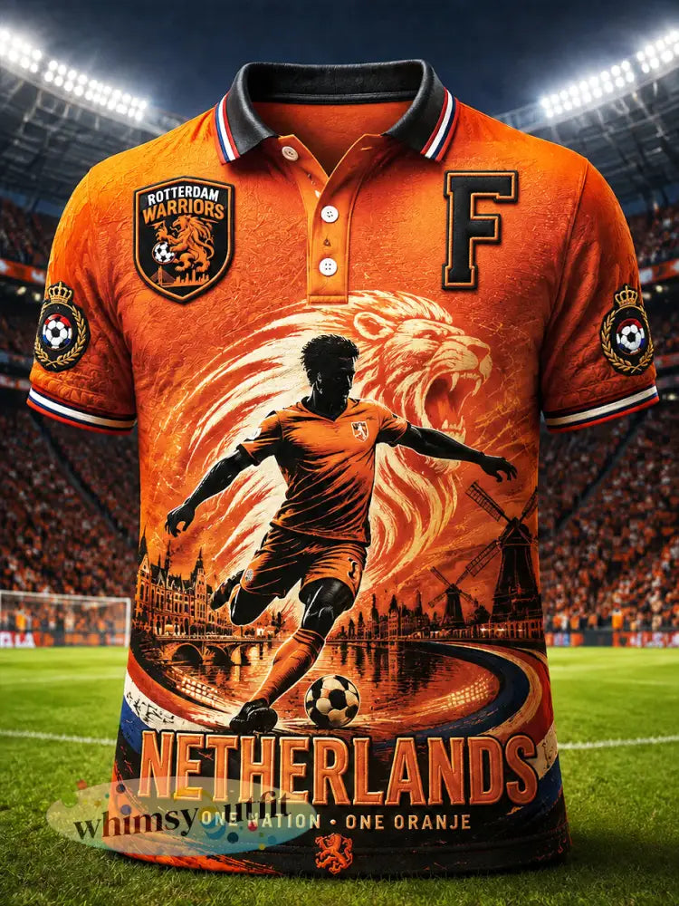 Miesten Orange Feyenoord jalkapalloklubi Painettu Casual Polo Paidan - orang / S