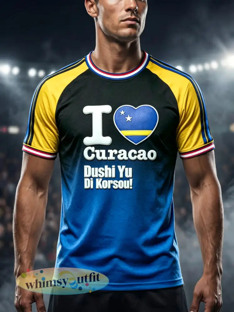 Nederlands Curaçao 3D-print T-shirt met gradiënt - Veelkleurig / S