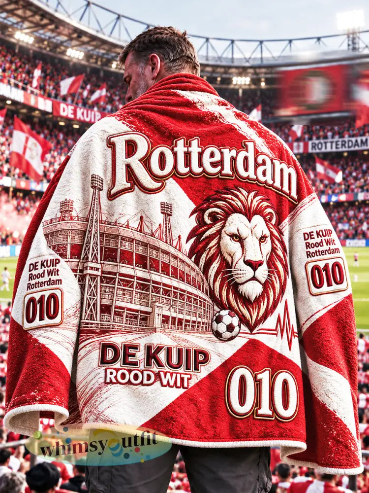 Nederlandse Feyenoord voetbalclub deken met leeuwenprint - Veelkleurig / ÉÉN