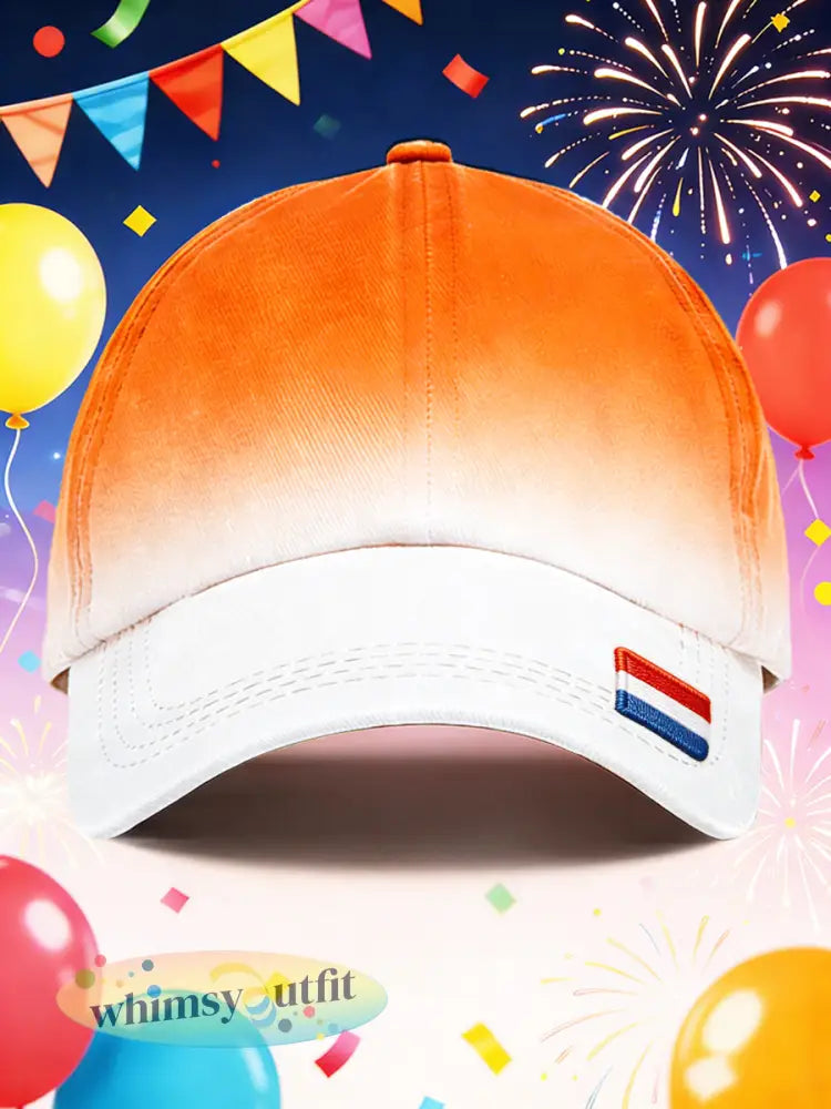 Nederlandse Koning Gradiënt Print Casual Cap - Oranje wit / 58CM