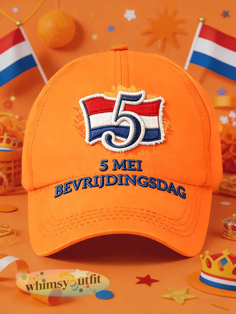 Nederlandse Vlag Bevrldingsdag 3D-Gedrukte Casual Cap - Sinaasappel / 58CM