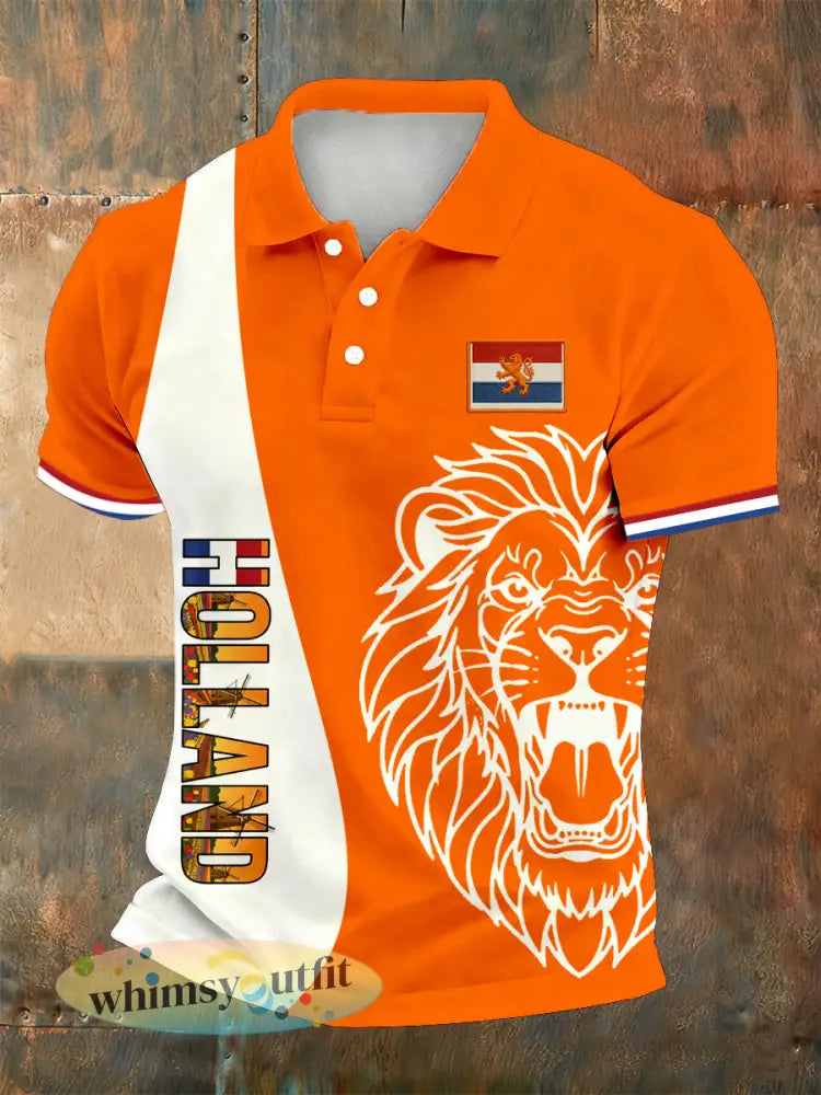 Poloshirt met Nederlandse koningsdag voor heren - A / S