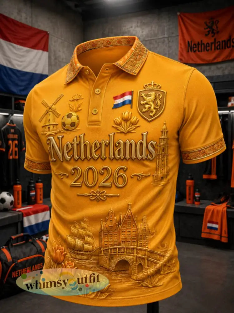 Poloshirt voor heren - Sinaasappel / S