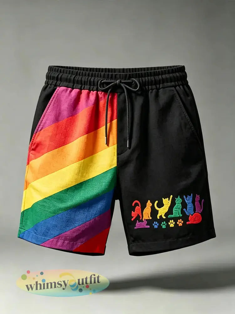 Pride maand regenboogkunst korte broek voor heren - als foto / S