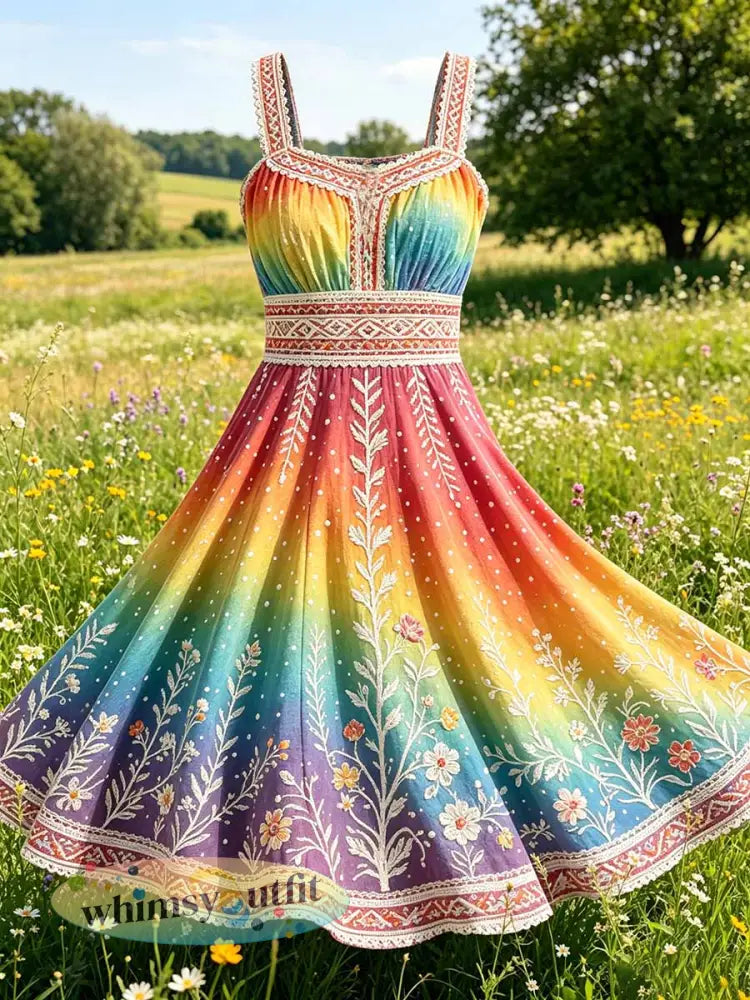 Regenboog jurk met patroonprint voor dames - als foto / S