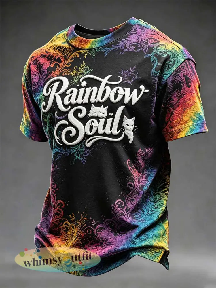 Regenbooggraffitiprintt-shirt voor heren - als foto / S