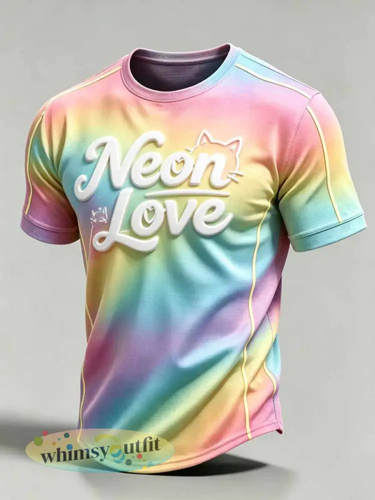 Regenbooggraffitiprintt-shirt voor heren - als foto / S