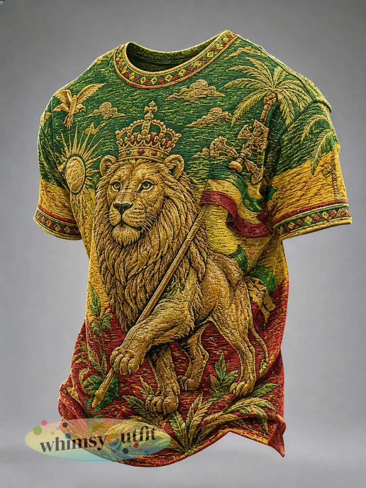 Reggae print casual T-shirt voor heren - als foto / S