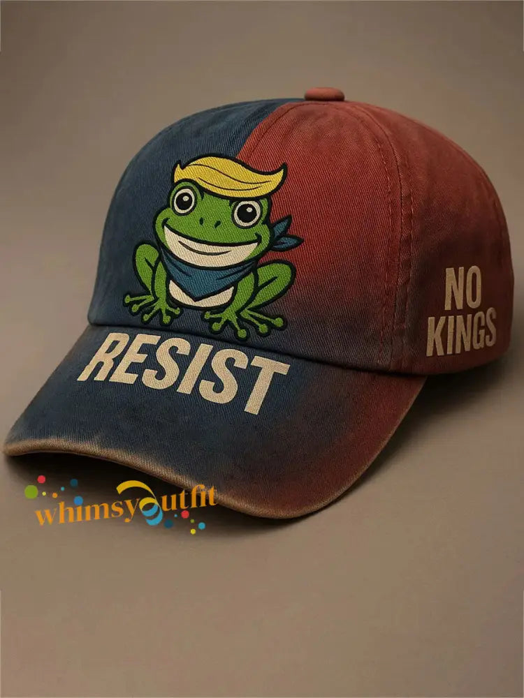 Resist Frog Print Casual Unisex Hat Red / ONE