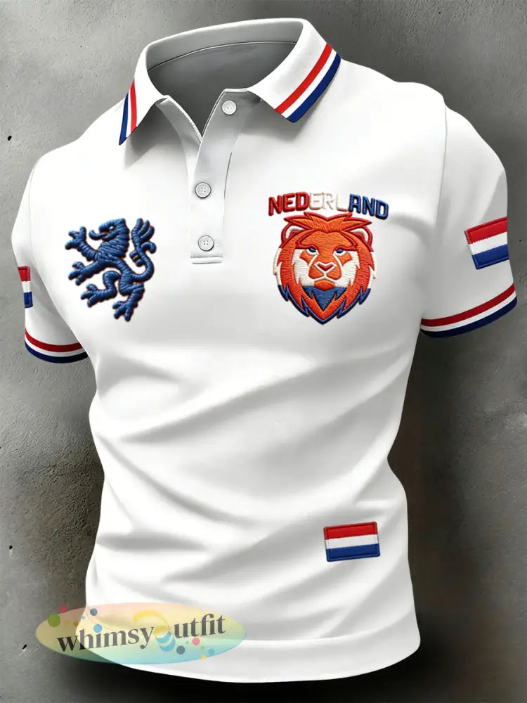 Retro Nederlandse Koningsdag Casual Poloshirt - Veelkleurig / S