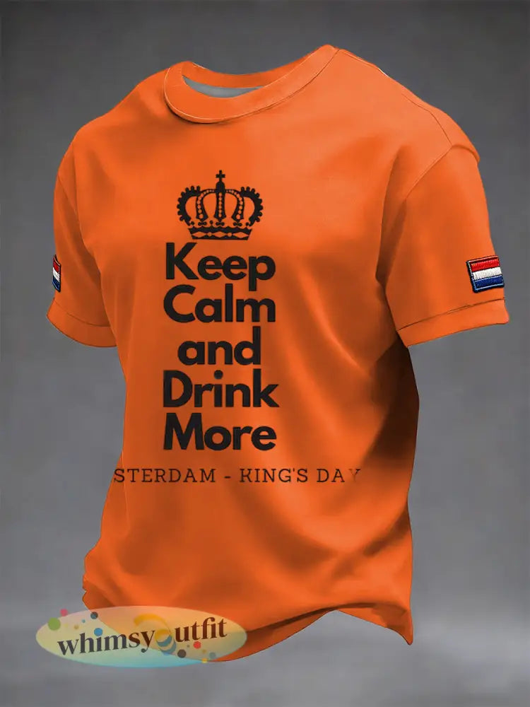 Retro Nederlandse Koningsdag Feest Casual T-shirt - Sinaasappel / S