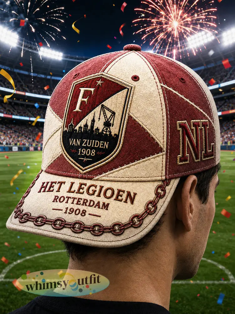 Retro patchwork Feyenoord Eredivisie voetbalgeprinte vrijetijds-muts - Veelkleurig / 58CM