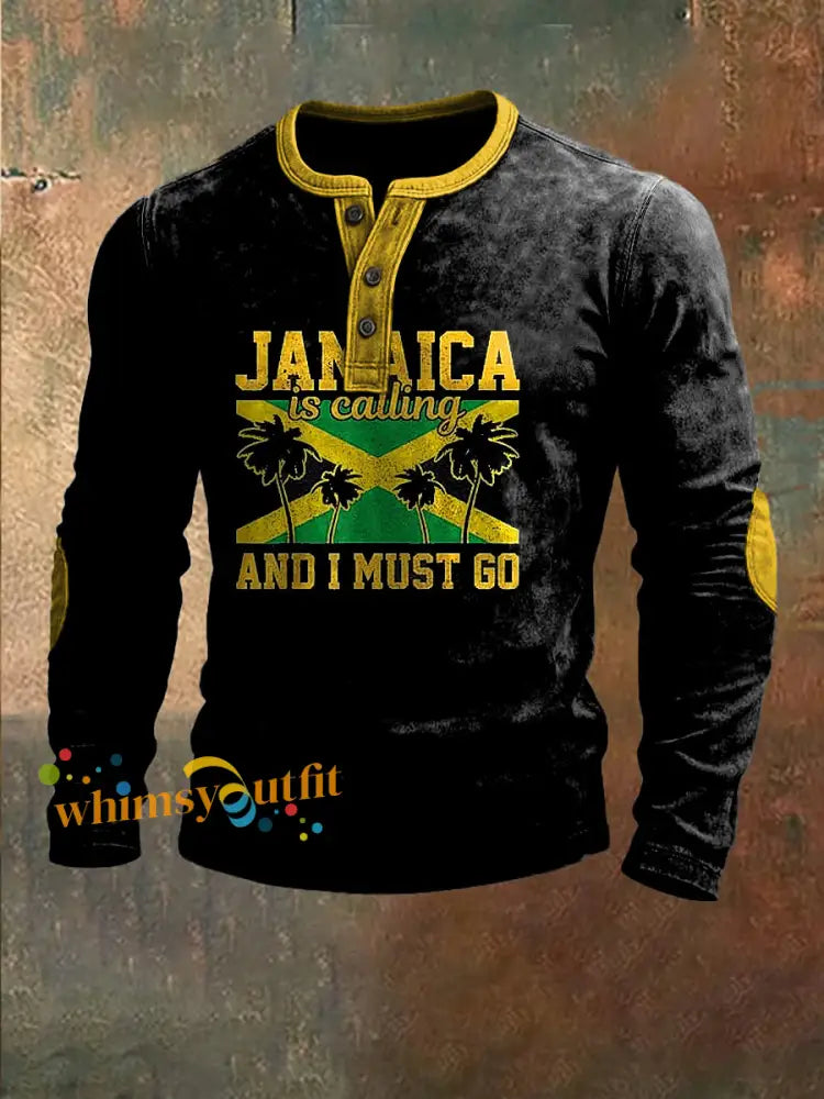 Retro Prayer Jamaica Is Calling And I Must Go Henley Multicolour / S