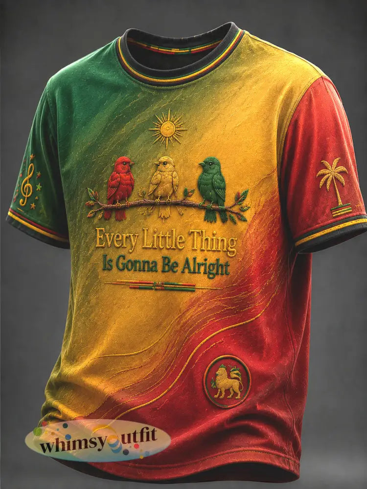 Retro Reggae Classic Gradiënt Casual T-shirt - als foto / S