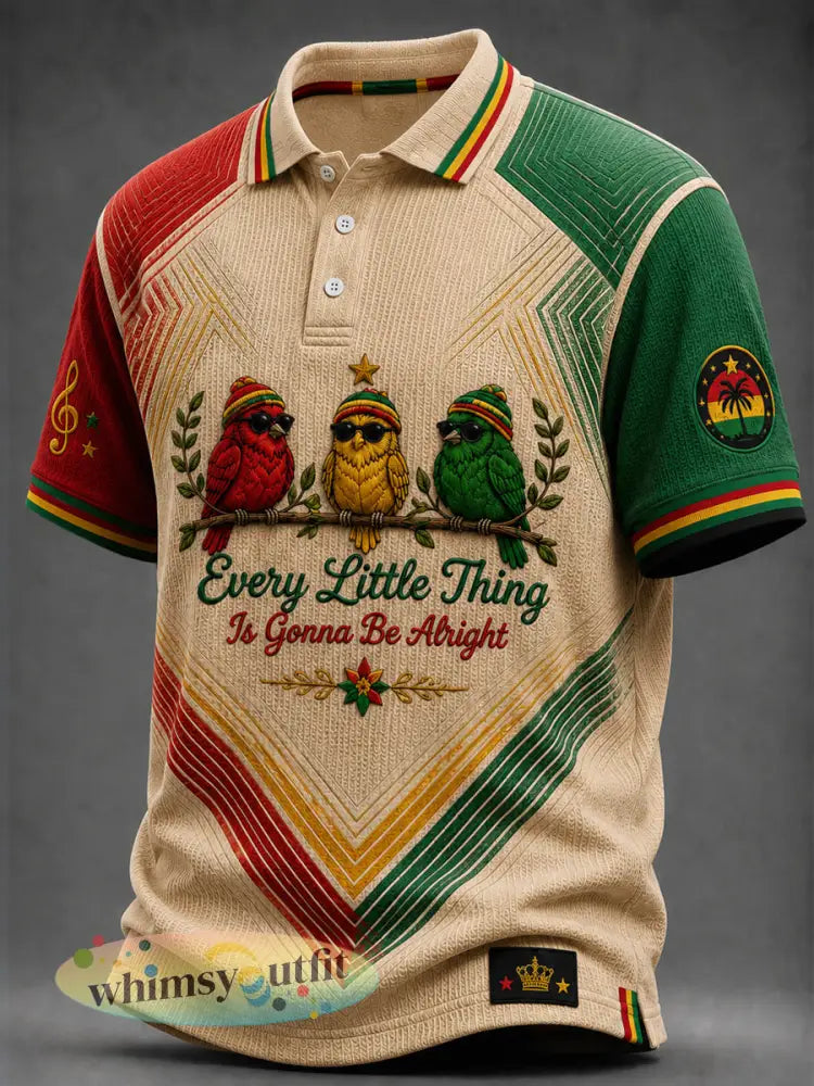 Retro Reggae Zakelijk Geometrisch Casual Waffelpoloshirt - als foto / S