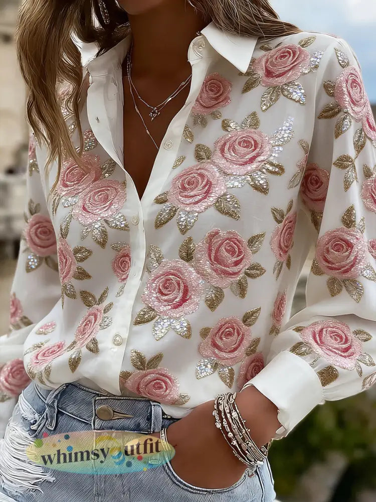 Retro resortstijl kunstprint casual troostshirt voor dames - A / S