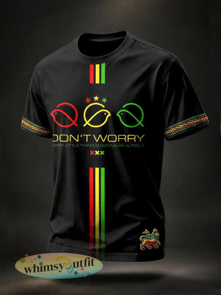 Retro voor heren Elk klein ding komt in orde Gestreept casual T-shirt - Zwart / S