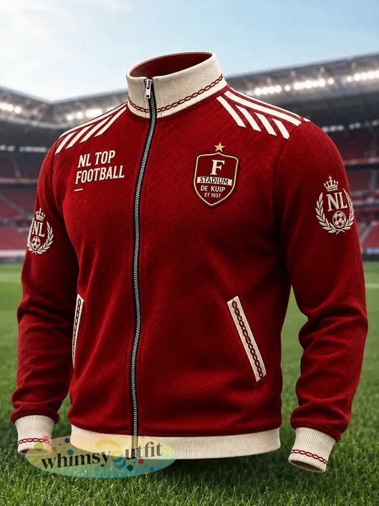 Rode casual ritsjas voor heren van de Nederlandse voetbalclub Feyenoord met opdruk - Rood / S