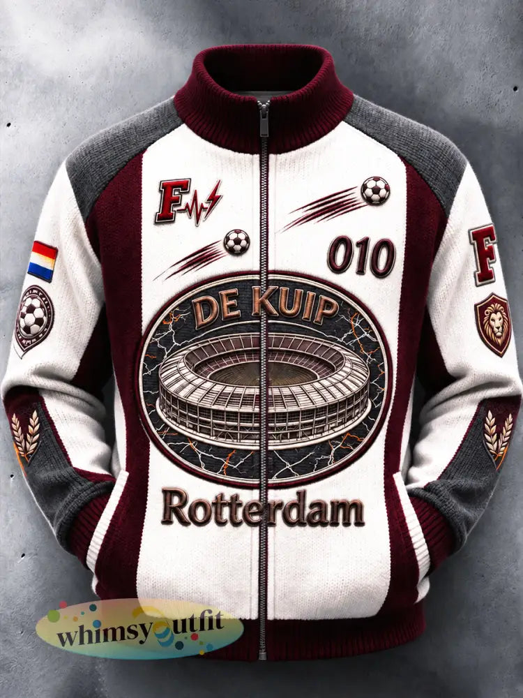 Feyenoord Rotterdam voetbal patchwork print casual jack met rits - Veelkleurig / S