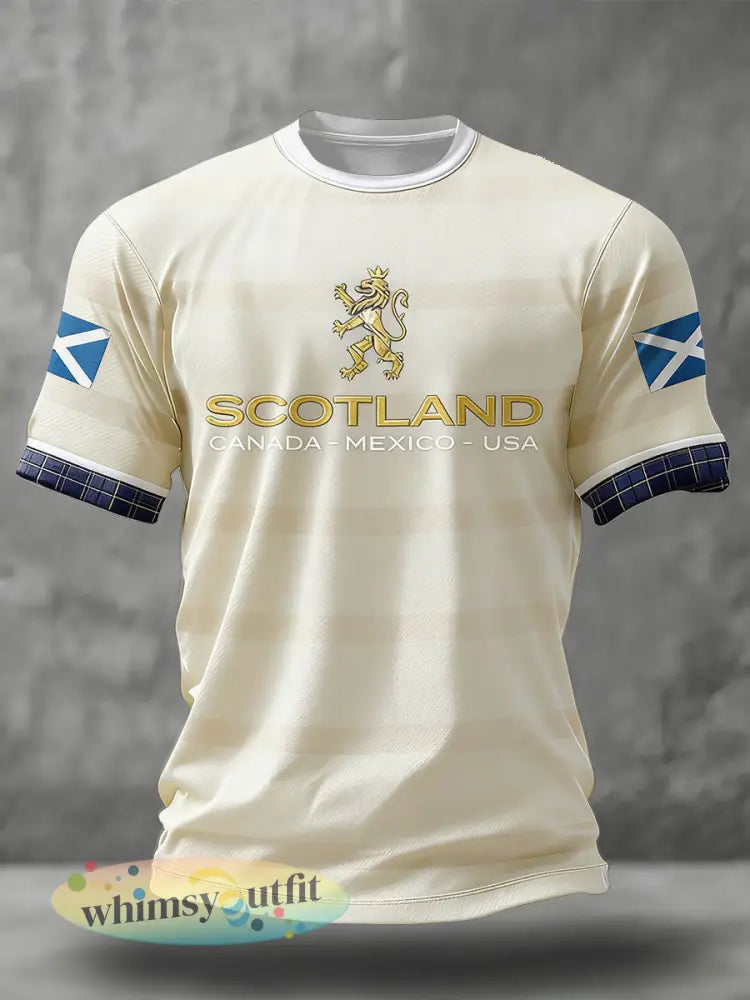 Schotland voetballiefhebbers heren T-shirt met print - Lichtgeel / S