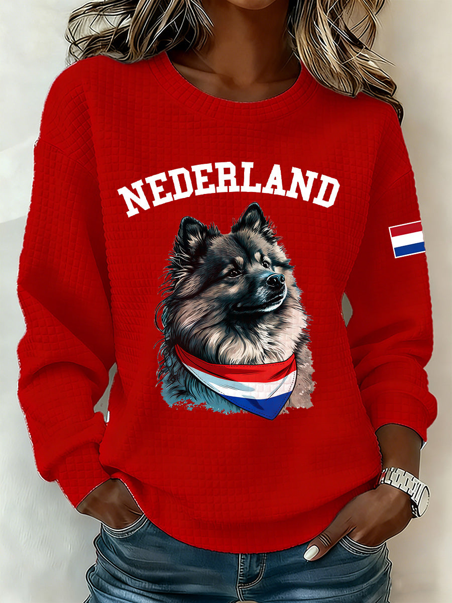 Dames sweatshirt met lange mouwen en Nederlandse hondendruk