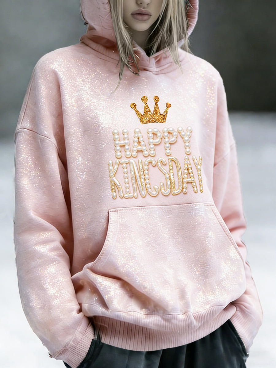 Dames Holland Fijne Koningsdag 3D Parelprint Roze Amo Hoodie