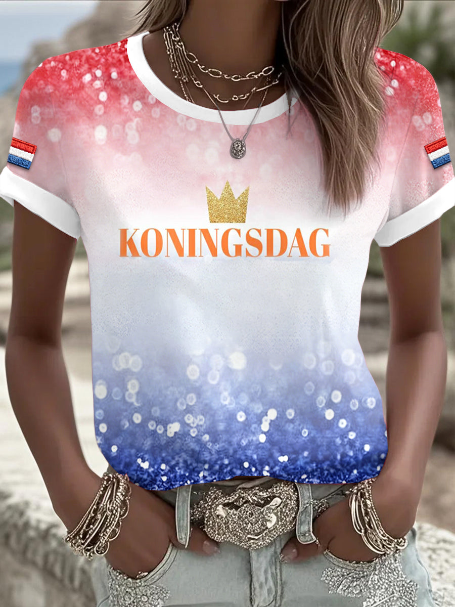 Dames Holland Fijne Koningsdag Print Casual Mode T-shirt