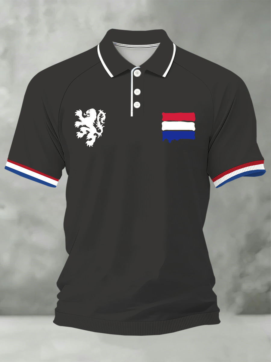 Herenpolo met herdenkingsprint voor de Nederlandse Koningsdag