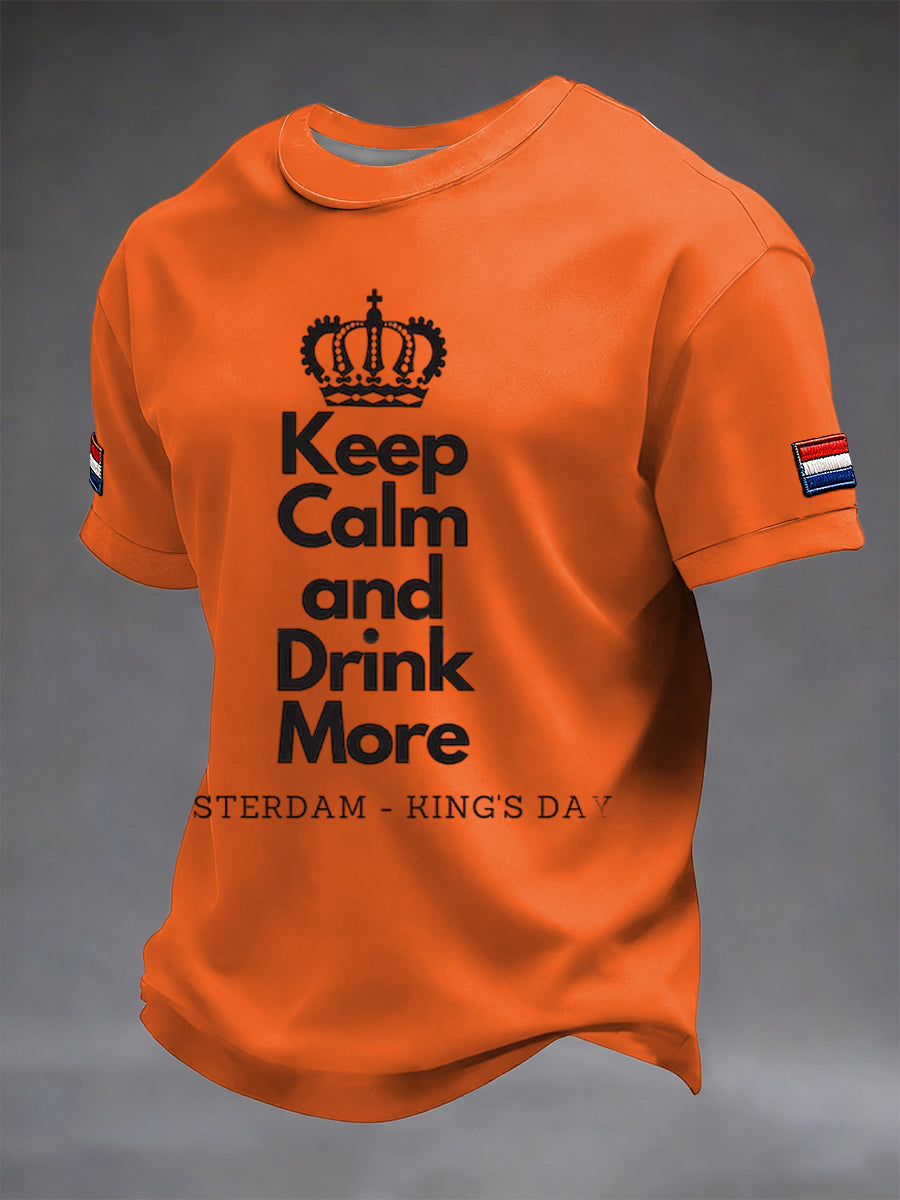 Retro Nederlandse Koningsdag Feest Casual T-shirt