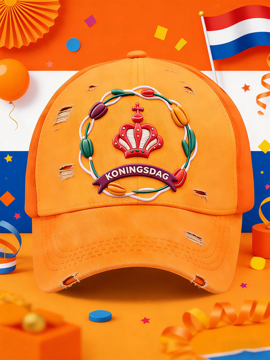Nederlandse Koningsdag bloemen krans 3D-geprinte casual pet